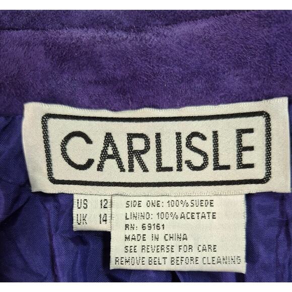 Carlisle 100% Suede Moto Jacket Purple with Gold Hardware Sz 12 Gorgeous - Picture 6 of 6